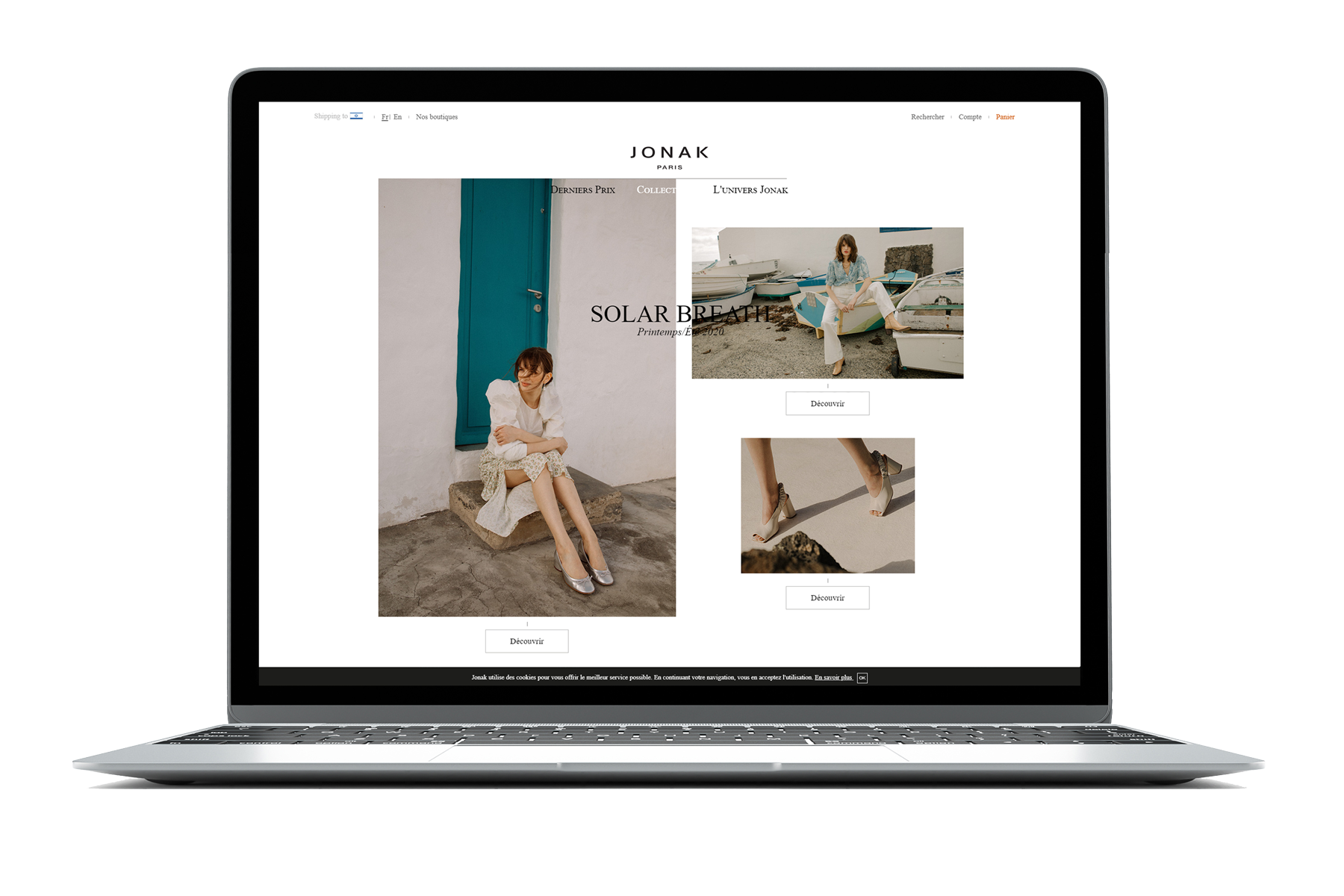 Laptop in screen Jonak website